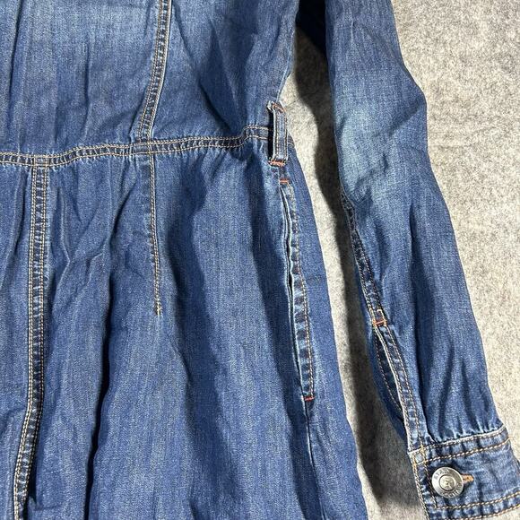 Ryan Michael Denim Dress Womens Small Cotton Silk Button Front Cowgirlcore - Picture 7 of 9